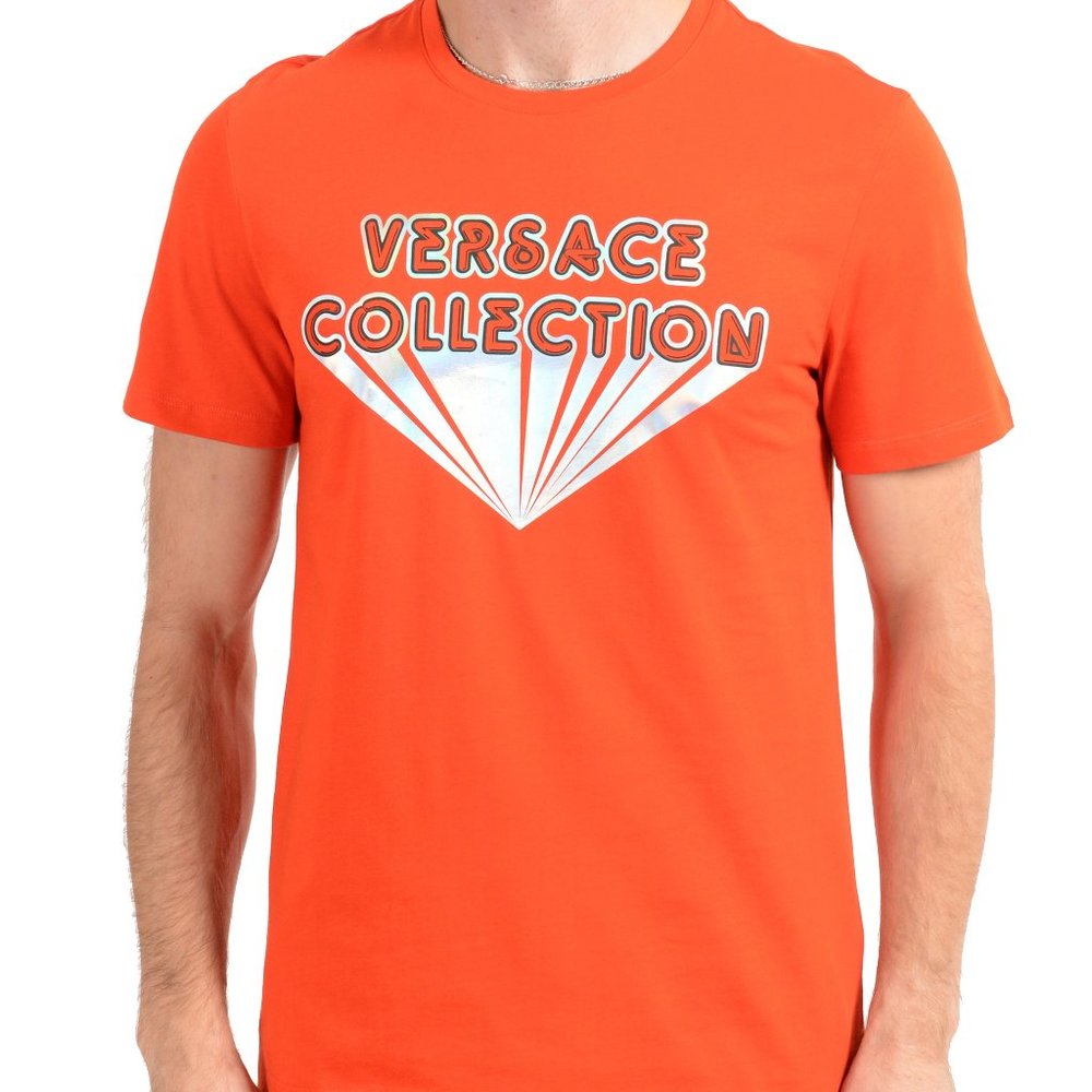 Versace Collection Bright Orange Graphic T-Shirt